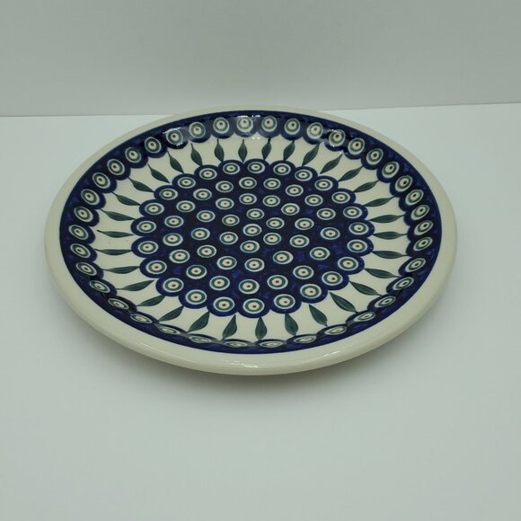 Polish Pottery Peacock Leaves Dinner Plate Peacock 10.75" Serving Display Plate - Picture 2 of 5